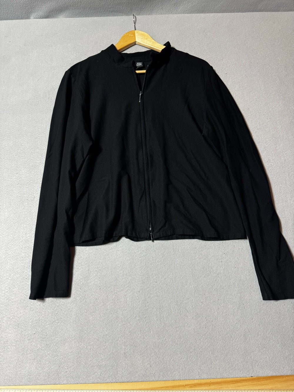 Eileen Fisher Black Hooded Double Zip Jacket Size L